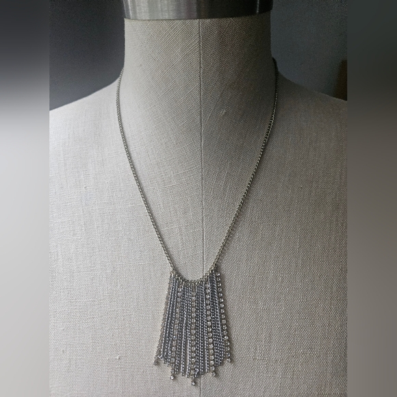 Silver Chain & Rhinestone Fringe Pendant - Picture 5 of 8